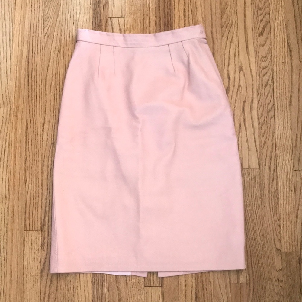 Genuine Pastel Pink Leather Skirt XS